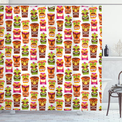 New Bed, Tiki Bar Retro Hawaïaans Douchegordijn Badkamer Decor Set met Haakjes, 175 cm B 213 cm L
