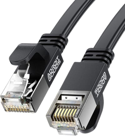 AdroitGoods Ultra-Slim Cat7 10Gbps Netwerkkabel - Cat7 Ethernet Kabel – 10Gbps – Platte Dubbel Afgeschermde Netwerkkabel - 1m