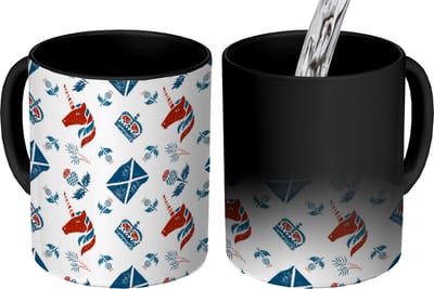 Magische Mok - Foto op Warmte Mokken - Koffiemok - Schotland - Patronen - Unicorn - Magic Mok - Beker - 350 ML - Theemok