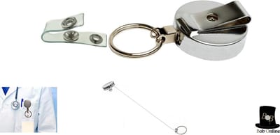 Bob Online ™ - 1 Setje – Intrekbare Metalen Sleutelhanger & ID JoJo in- 1 (Inclusief Bretel Bandje) – Telescopische Sleutelhanger – ID JoJo – Metal Alloy Retractable Key Chain & ID JoJo in- 1 (Including Suspender Strap) – Recoil Key Chain