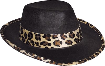 Funny Fashion Cowboy/western verkleed hoed - pooier/pimp - zwart - luipaard details - voor volwassenen - foute party