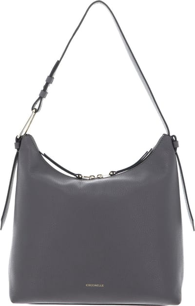 COCCINELLE Leren Schoudertas Malory Handbag Grained Leather Grafite Grijs