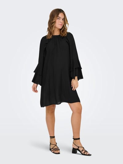 ONLY - OLMPARLI L/S O-NECK FRILL ABK DRESS WVN - Dames - Mini jurken