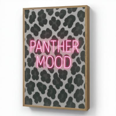 Wandlamp 60x90 cm - Oplaadbaar - Panterprint - Zwart - Neonletters - Roze - Wandlampen binnen woonkamer - Slaapkamer lamp - Decoratieve nachtlamp - Vloerlamp draadloos