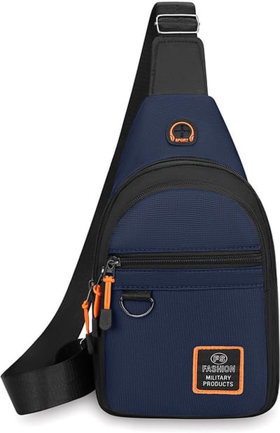Crossbody Tas Heren I Schoudertas I Heuptas I Sling Bag I Met Hoofdtelefoon Kabel Opening I 3 Vakken I Waterafstotend I Blauw