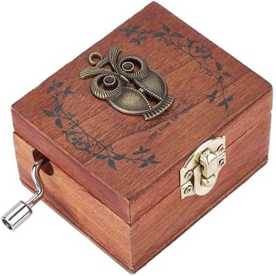 Muziekdoos Houten - Mechanisch Speeldoosje - Decoratie Woonkamer - Zonder Batterij - 90 x 60 x 40 cm - Uil