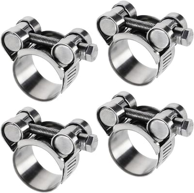 Roestvrijstalen Slangklemmen Set van 4 Stuks, Zware T-Bouten voor Uitlaat, Slangen en Waterleidingen, Spanningsbereik 23-25 mm