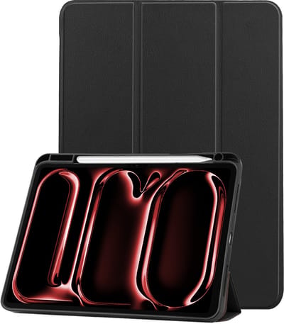 Hoes - Geschikt voor Apple iPad Pro (2024/2025) - 11 inch - Dun & Stevig - Trifold Bookcase - Hard Cover Case - Met Uitsparing Geschikt voor Apple Pencil - Hardcover Book - Tablet Hoesje - Zwart