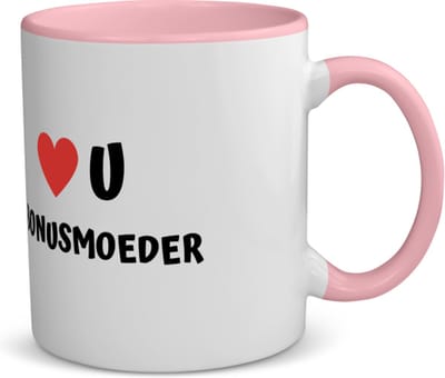 Akyol - love u bonusmoeder koffiemok - theemok - roze - Mama - de liefste bonusmoeder - moeder cadeautjes - moederdag - verjaardag - geschenk - kado - 350 ML inhoud