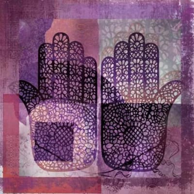 Safaary - Oosters schilderij Mehndi hands Dai Paars