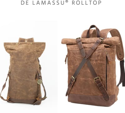 DE LAMASSU® Rolltop Laptop Rugzak 15,6 Inch – Canvas Rugzak met Laptopvak – Waterafstotende Backpack – Rugtas voor Werk, School en Reizen – Unisex