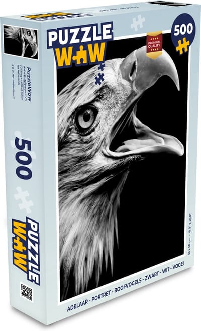 Puzzel Adelaar - Portret - Roofvogels - Zwart - Wit - Vogel - Legpuzzel - Puzzel 500 stukjes