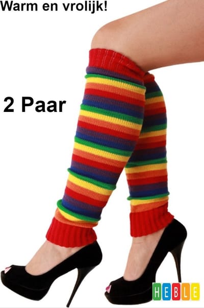*** 2 Paar Beenwarmers Regenboog Kleuren - Fashion - Thema - van Heble® ***
