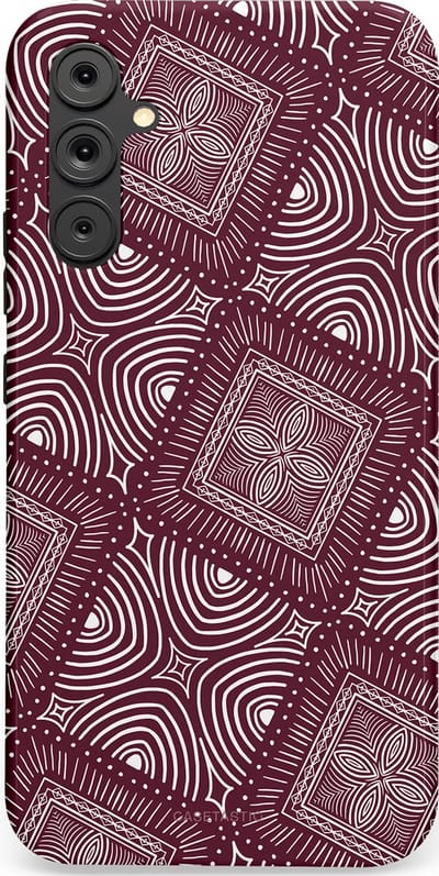 Casetastic Hoesje Geschikt voor Samsung A34 (5G) - Stijlvolle Beschermende Duo-layer Case - Bohemien Rood Design