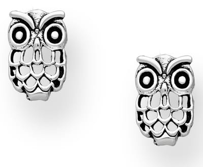 Joy|S - Zilveren uil oorbellen - 7 x 12 mm - geoxideerd