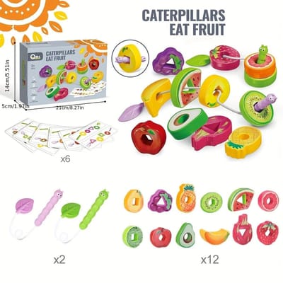 Jouets à ficelle Fruits Légumes pour Enfants Mangeurs Gourmands Insectes Intelligence Forme Coaching Amusant Interactif Jouet Axé sur l'Apprentissage Précoce multicolore