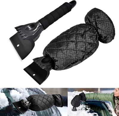Waterdichte IJskrabber Mitt met Warme Handschoenen – Krasvrije Sneeuwschepborstel voor Autovoorruit, Auto Sneeuwruimen, Winter Accessoire en Winterautoreiniging