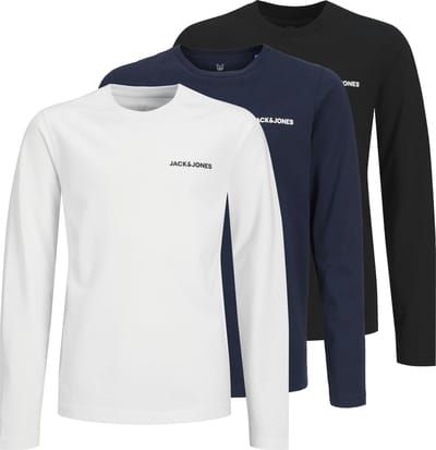 JACK & JONES- JJKAI TEE LS CREW NECK 3PK MP JNR - Jongens - T-shirt