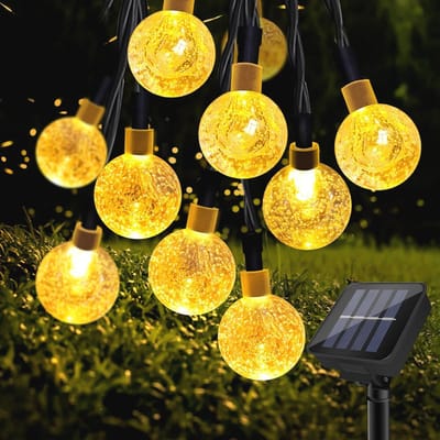 Lichtsnoer op zonne-energie - Tuinverlichting LED - Buiten decoreren - IP65 waterdicht - 11 meter 60 leds - Warmwit