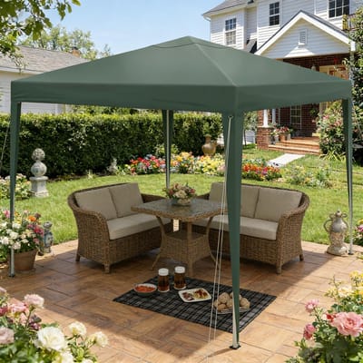 REDOM - Partytent - Opvouwbaar En In Hoogte Verstelbaar - Voor Tuin En Camping - Metaal En Oxfordstof - Groen - 3 X 3 M