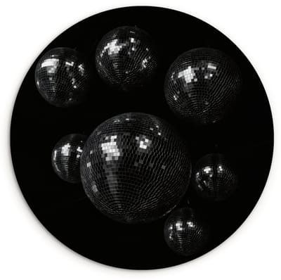 WallCircle® Wandcirkel 120x120 cm - Muurcirkel Discoballen - Minimalistisch - Zwart - Muurdecoratie woonkamer - Wanddecoratie slaapkamer - Kamer decoratie accessoires - Ronde schilderijen XXL