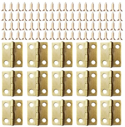 Dailygoods- Scharnieren Mini - 50 Stuks - Scharnieren voor Kastjes - Vervangende Schroeven - Messing - Roestbestendig - 18 x 16,5 mm - Mini-scharniertjes
