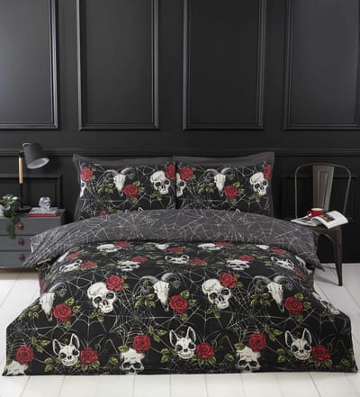 Skulls and Roses dekbedovertrek - tweepersoons - Skulls & Roses dekbed - 200 x 200 cm.
