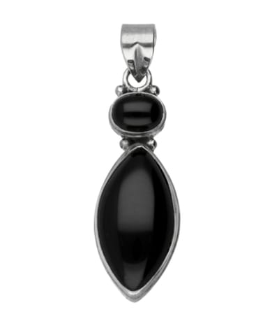 Zilveren Onyx duo kettinghanger