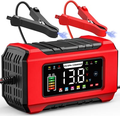 12V/24V Universele Acculader met 15A en Automatische Reparatie voor Auto, Motor en Boot