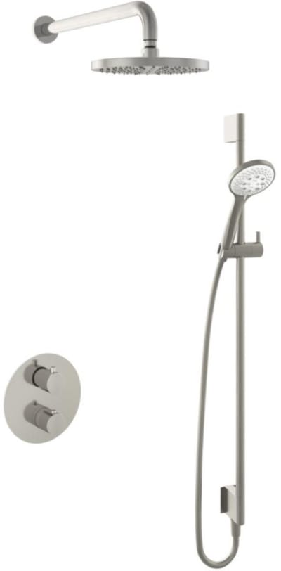 Hotbath Buddy - Inbouw Regendoucheset - Thermostatisch - Wandarm 35 cm - Hoofddouche 200 mm - Ronde Handdouche 3 Standen - Glijstang 900 mm - met 2-Weg Stop-Omstel - Waterbesparend - V02