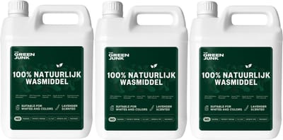 The Green Junk - 100% Natuurlijk Wasmiddel 5L Navulling (3-pack) - Zonder Synthetisch Parfum - Wasmiddel Sensitive - Vloeibaar Baby Wasmiddel - Biologisch Wasmiddel - Voordeelverpakking - 501 Wasbeurten