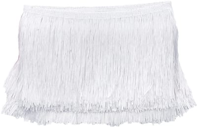 Dailygoody - Franjerand - Decoratieve Band - 10 cm x 2 m - Wit - Kwastjes - Ideaal voor Kleding en Decoratie