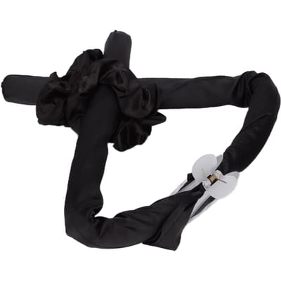 Hittevrije Krullen Haar Hoofdband Zacht Schuim Geen Hitte Haar Krulstaaf met Clip voor Natuurlijke Golf Lang zwart