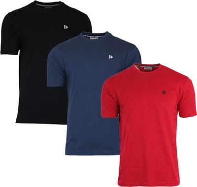 3-Pack Donnay - T-shirt (Vince) - Sportshirt - Heren - Black/Navy/Berry-red (407) - maat M