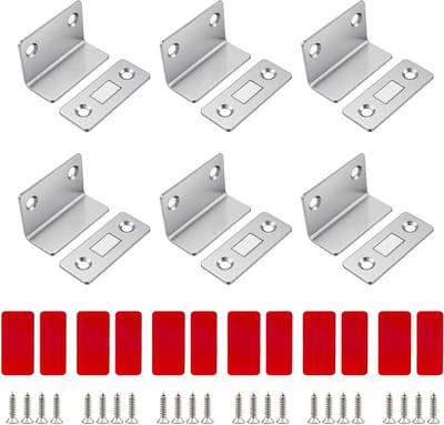 Set van 6 Deurmagnets, Ultra-Dunne Magneet Sluitingen voor Keuken- en Kastdeuren, Magnetische Sluitingen en Bevestigingsschroeven