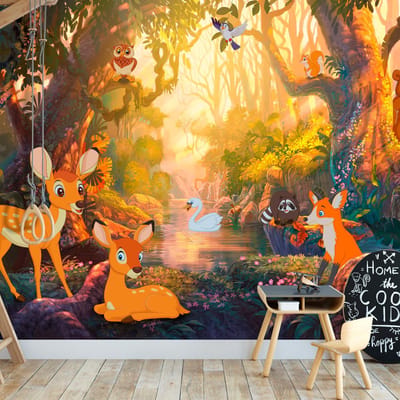 Fotobehang – Behangpapier - Fotobehang - Animals in the Forest 100x70 - Artgeist