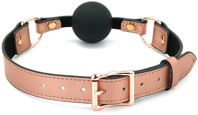 Liebe Seele - Rose Gold Memory Exclusieve Siliconen Ball Gag Met Lederen Band - Rosé Goud