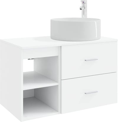 vidaXL - Badkamermeubel - Set - 2 - st - Wit - Bewerkt - hout