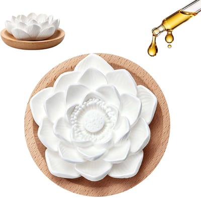 etherische oliën aroma geursteen lotusbloesem set met houten plaat lotusbloesem geurdispenser voor slaapkamer, badkamer, kantoor, auto en slaapkamer spa