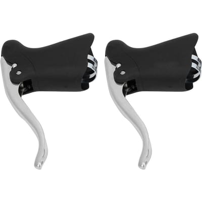1 paire de poignées de frein de vélo de route et de montagne en alliage d'aluminium, leviers de frein de cyclisme, noir et argent white