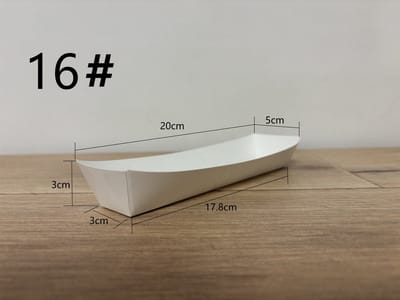 ATXANC 100 Stuks Witte Frietbakjes 16# - Kartonnen Snackbakjes - Duurzame Wegwerp Frietschalen - 20 x 5 x 3 cm - Voor Friet, BBQ, Feestjes, Picknick & Take-away