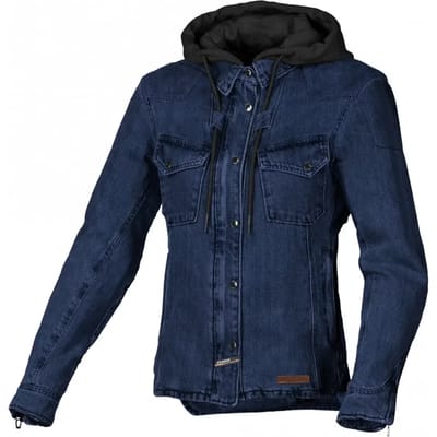 Dames motorjeansjack met capuchon Macna Inland