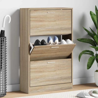 vidaXL - Schoenenkast - 63x24x103 - cm - bewerkt - hout - sonoma - eikenkleurig