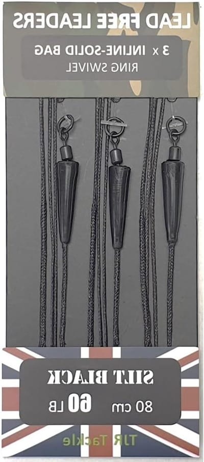 Vis Leaders - Inline Leiders - Vissen met zakken - Loodvrije Braid - 80cm Lang 60lbs - Silt Zwart