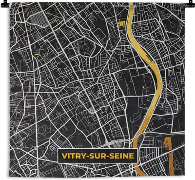 Wandkleed - Wanddoek - Stadskaart – Plattegrond – Vitry-sur-Seine - Kaart – Frankrijk - 180x180 cm - Wandtapijt