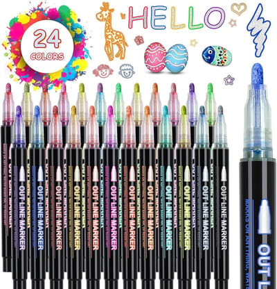 24 Kleuren Glitterstiften Set - Magische Metallic Toverstiften voor Kinderen - Perfect voor Knutselen, Scrapbooking en Creatieve Projecten - Cadeau voor Meisjes en Jongens