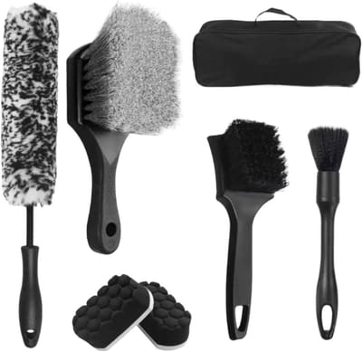 Wiel en Bandenborstel Set - Velgenreiniger Borstel - Auto Onderhoud - Krasvrije Metaalvrije Reiniging - 39 cm - Grijs