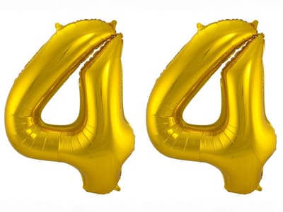 Folieballon 44 jaar - Goud - 86 cm