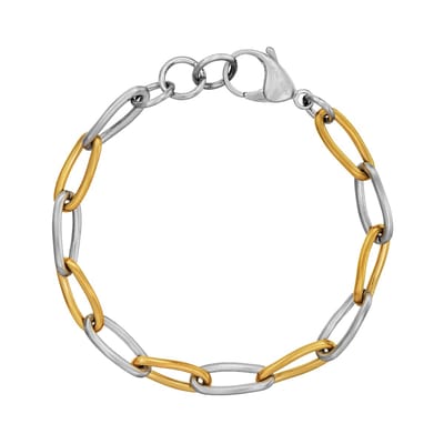 Traveller Armband - Dames - Edelstaal - Bicolor - Zilverkleurig & Verguld - Schakels - 21cm - 181318