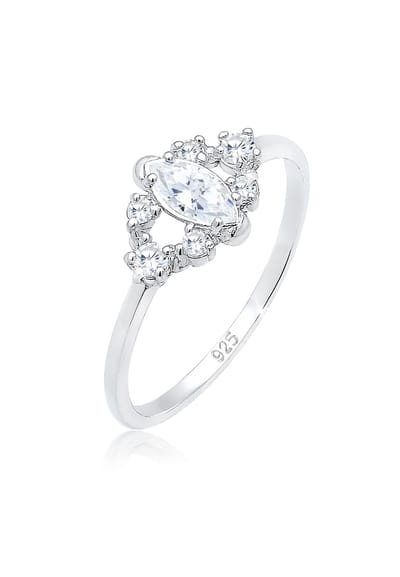Elli - Ring - Dames Bloemenmotief Speels met Zirconia Kristallen in 925 Sterling Zilver - Dames